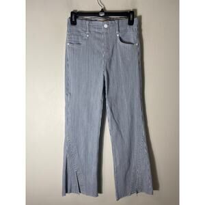 Liverpool Blue and White Pin Stripe "The Gia Glider Crop" Pants Sz 6/28